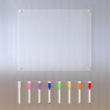 Acrylic Dry Erase Borad for Fridge with 8 Wet-Erase Marker Memo 11x14, Clear