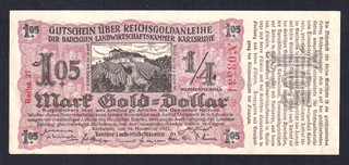 Karlsruhe Badische Landwirtschaftskammer 1 05 Mark Gold 19.11.1923