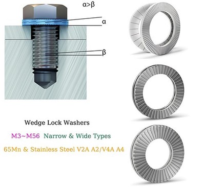 M3 ~ M56 Lock Washers Genuine Wedge lock Washers Sizes Steel Delta Protekt