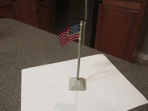 VINTAGE MARX BLUE & GRAY CIVIL WAR PLAYSET 36 STAR TIN FLAG W/POLE & BASE