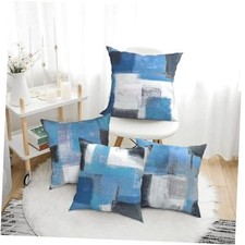 Abstract and Grey Throw Pillow Covers 18x18 Inch, 18" x 18" Pack of 4 Blue
