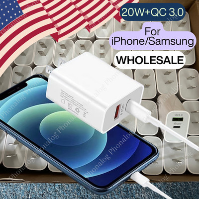 Lot 20W Fast Charger For iPhone 17 16 15 14 13 12 11 Pro USB-C Adapter PD Cable