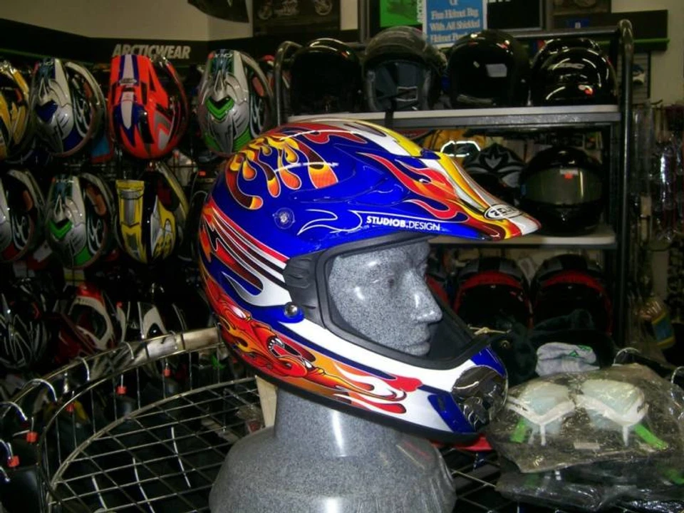 ZEUS - Dirt Bike / ATV / MOTOCROSS HELMET- ZS 901 - Size XXL - C16 Blue Flames Foto 3 de 4