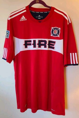 Vintage 2011 Adidas Climacool Men's MLS Chicago Fire Jersey sz XL Red Patches - Picture 2 of 7