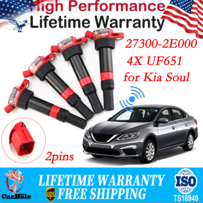 27300-2E000 4X Ignition Coils For Elantra Tucson Kia Forte Soul 1.8L 2.0L UF-651