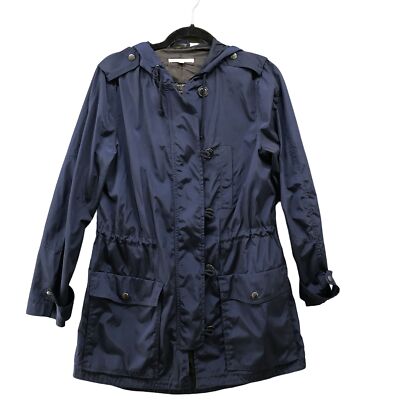 GAP Rain Jacket Womens S Dark Blue Parka Drawstring Waist
