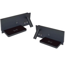 Coppia Applique Lampada Letto Parete Ricarica Wireless Nero Luce Naturale