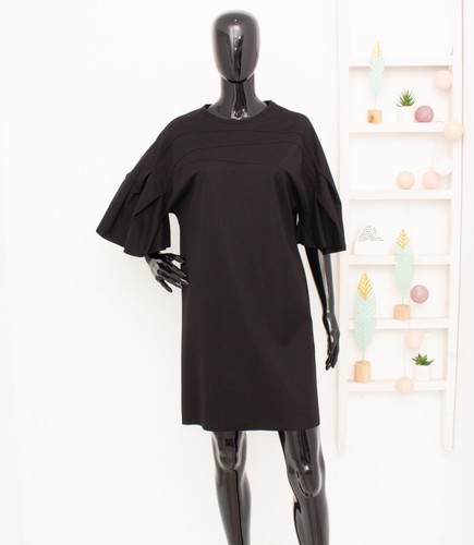 COS Dress Bell Sleeves Black Relax Fit Seamed Upper Part Knee Dress Oversized S - 第 1/12 張圖片