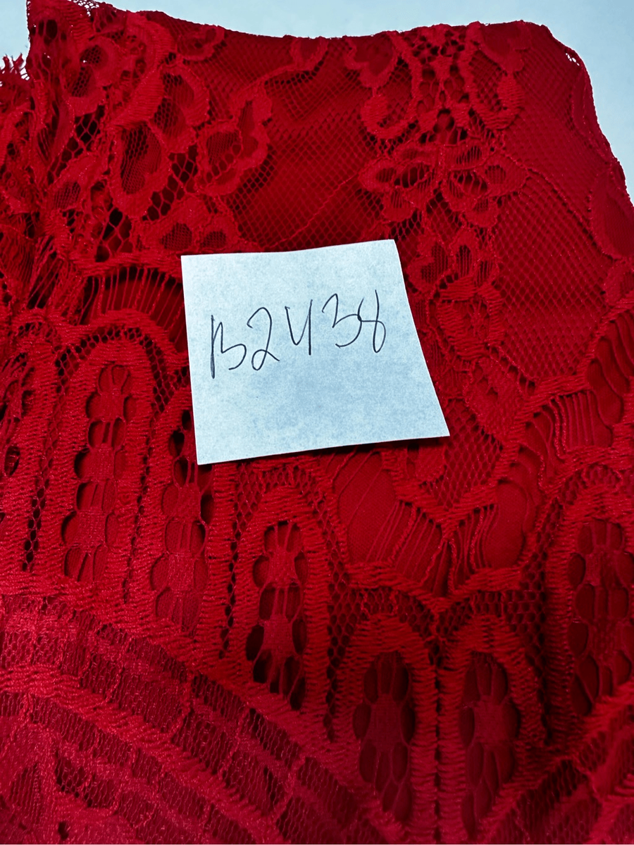 リー Love,Fire Women's Bohemian Cold-Shoulder Lace Shift Red Dress