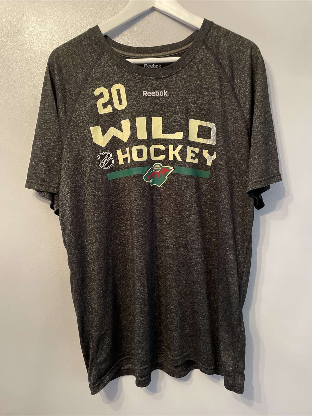 Reebok Minnesota Wild T-Shirt Mens XL Black Cotton Tee NHL Hockey Suter 20