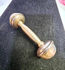 Antique vtg Sterling Silver Baby Rattle Lullaby Dumbell Shaped 1-20-62 w name-B2