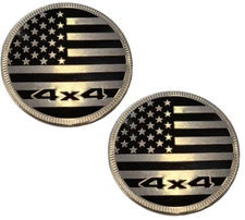 TWO- 4x4 American Flag Chrome Black METAL Emblems Fender Badge FOR Jeep Wrangler