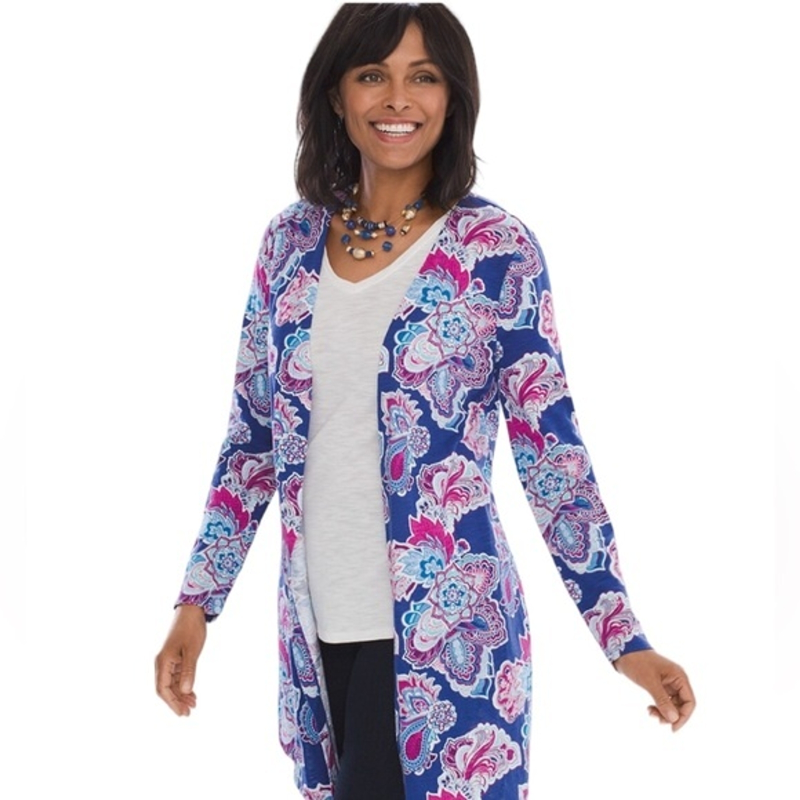 Chico's Vibrant Multi-Colored Duster Tee - Size 2 - image 1