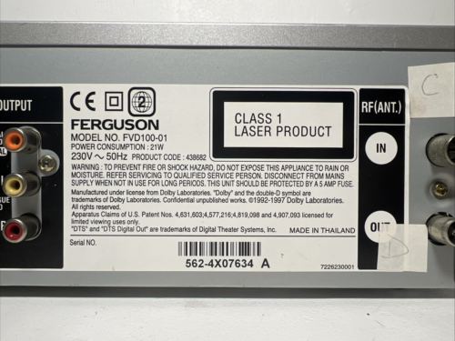 Ferguson VHS DVD Player FVD100-01 Combi 4 Head VCR Recorder - Dolby NTSC Works - Picture 10 of 12