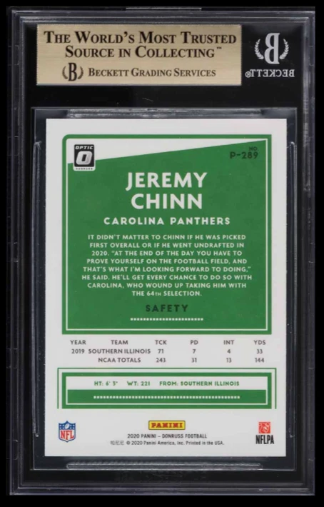 POP 1: Jeremy Chinn BGS 9.5: 2020 Donruss Optic Preview Rookie Gisto #P-289 - Image 2 of 3