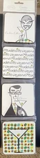 New Design Robin Zingone  Set of 4 Square Coaster Cocktail Party Martini