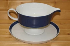 Rosenthal Composition Cobalt Gravy Boat or Sauce Bowl w Underplate, 7" (B74)