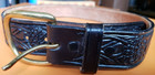 Carved leather belt, 34, black, excellent condition — photo 1