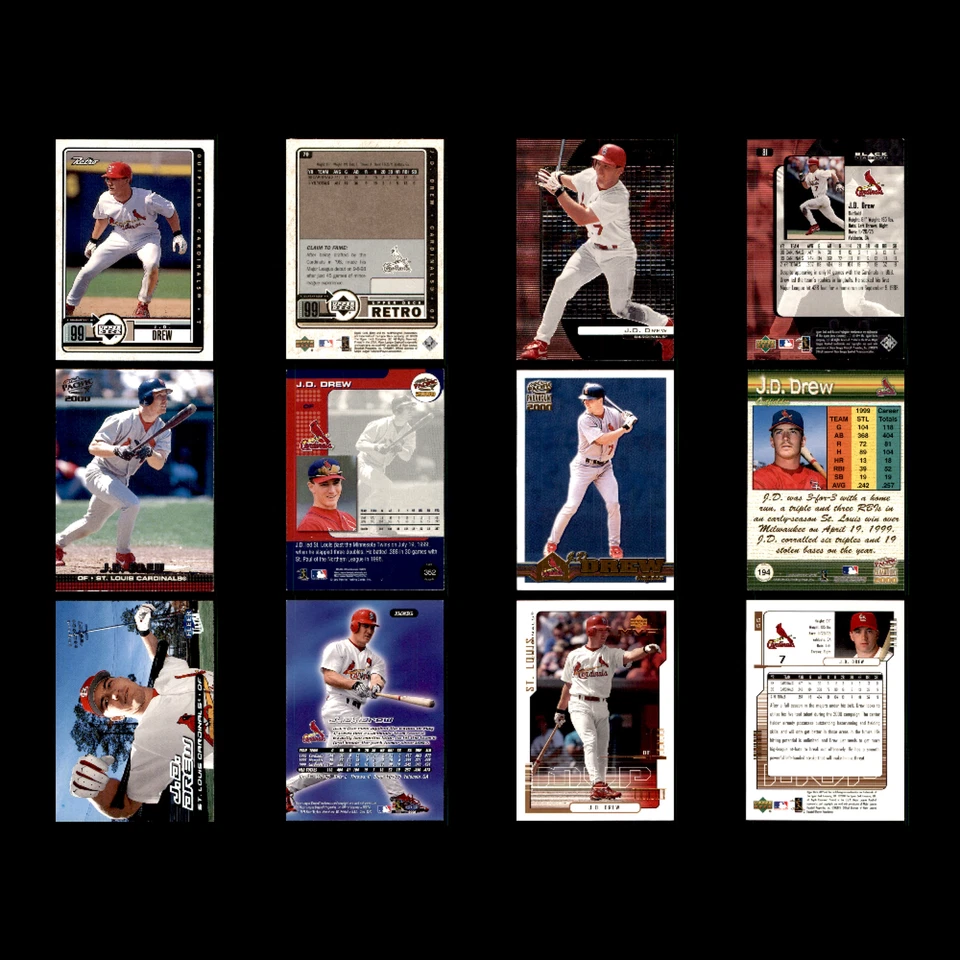 J.D. Drew 批量 98 张 Diff 棒球卡 1999 - 2010 年红雀队/勇士队/道奇队/红袜队 — 第 4/4 张图片