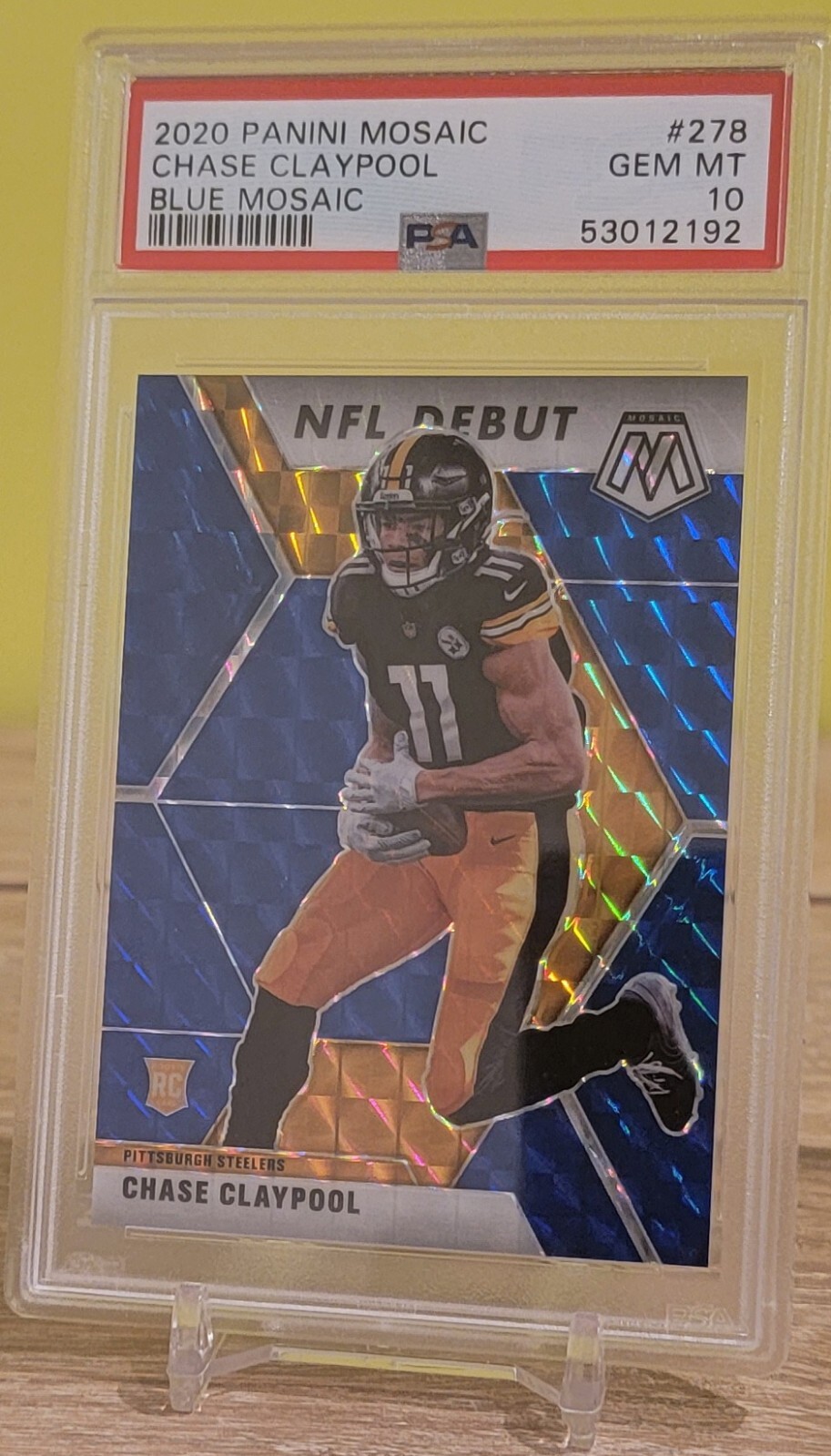 2020 Panini 19/99 BLUE Mosaic Prizm Chase Claypool Rookie NFL DEBUT  PSA 10 GEM