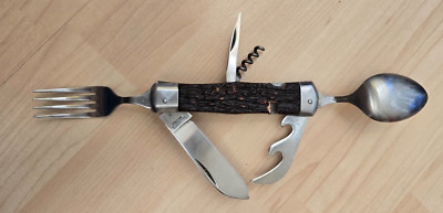 altes Taschenmesser HERBERTZ Messer mit Löffel und Gabel.