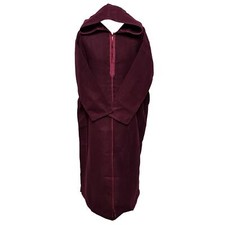 Moroccan Winter Cashmere Wool Blend Burgundy Hooded Jubba Thobe Djellaba