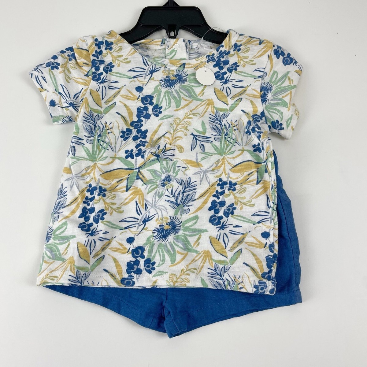 Nordstrom Baby Boy Outfit 12 Months Shorts Shirt Blue Floral NWT