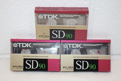 Lot 3 NEW Vintage 1988 TDK SD90 Type II High Bias 90 Min Blank Cassette Tapes