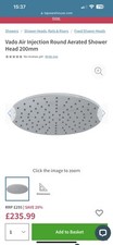 Vado Air Injection Round Aerated Shower Head 200mm New