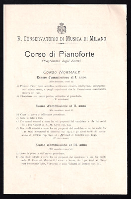 1899-MUSIC-CONSERVATORY MILAN-GALLIGNANI-PIANO COURSE