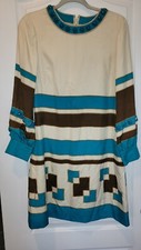 MARC by MARC JACOBS 100% SILK STRAIGHT LINE DRESS HEAVY TURQUOISE SZ 8 RHINESTON