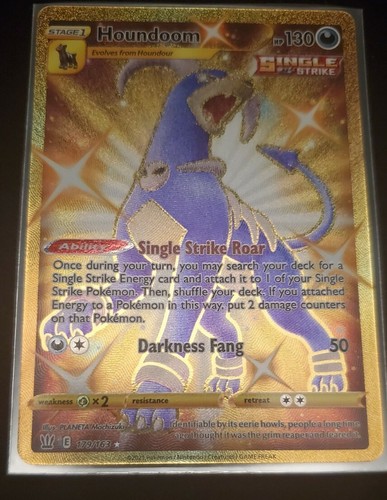 Houndoom Gold Secret Rare 179 163 Battle Styles Pokemon Card NM 
