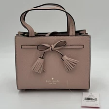 KATE SPADE Leather Hayes Small Tasselled Bow Satchel Pink Roseycheeks New Rose