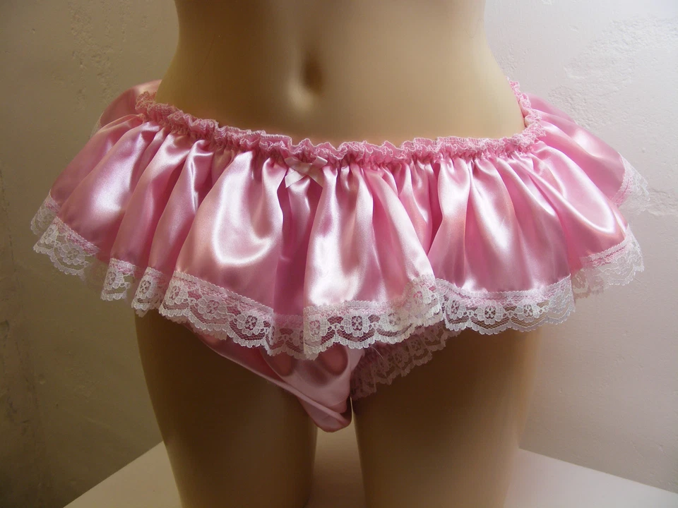 Bragas de encaje con volantes satinado sedoso sissy lencería para hombre bragas todas las tallas colores Foto 2 de 3