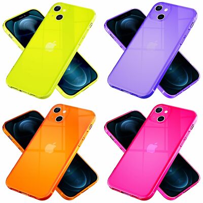 Für iPhone 13 - Durchsichtige Neon Hülle Bunt Leuchtende Handy Schutzhülle TPU
