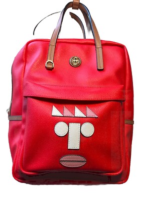1p Rare Tory Burch Mini Leather Backpack Pebbled Leather Poppy Mod Face Perfect