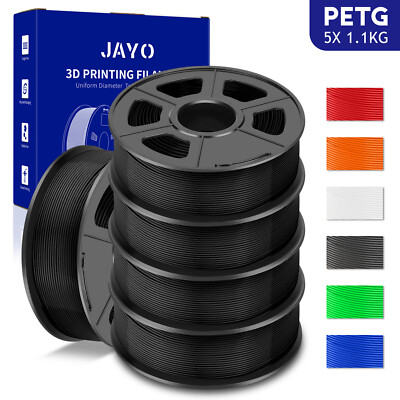 JAYO 5 Rollen 1,1KG PETG 1,75mm Filament 3D Drucker Hohe Zähigkeit Stabilität