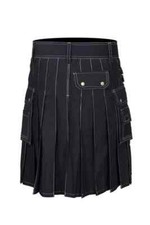 Modern Cargo Black Utility Kilt Sports Men White Border Stitching Fashion Kilt S