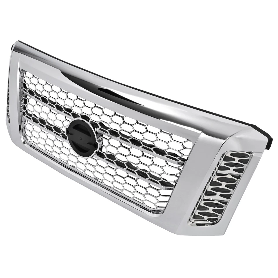 New For 2017-2019 Nissan Titan XD Upper Gas Grille Grill Assembly Chrome Silvery - Image 4 of 4