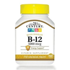 21st Century Vitamin B12 5000mcg Tablet High Potency Supplement 110 Count 02/28