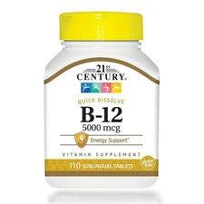 21st Century Vitamin B12 5000mcg Tablet High Potency Supplement 110 Count 02/26