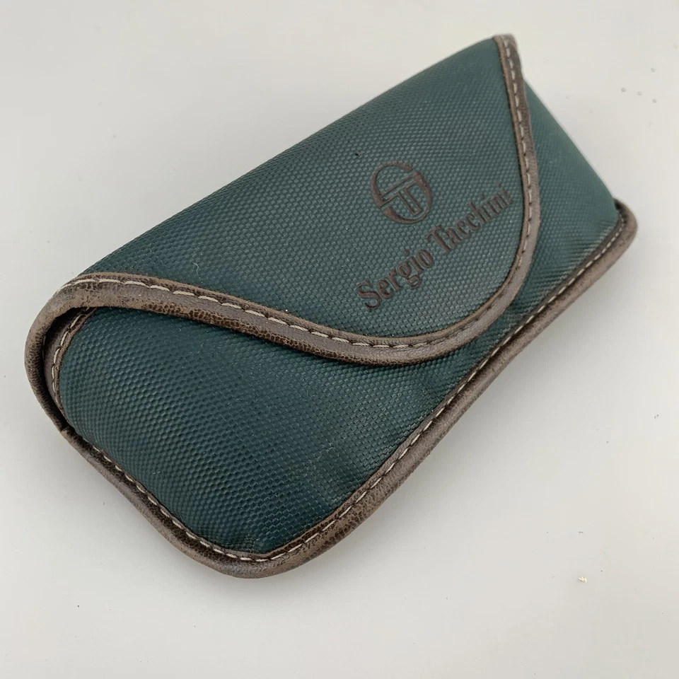 SERGIO TACCHINI Gafas de sol Gafas Estuche Solo Verde Marrón Borde Hecho en Italia Foto 4 de 4