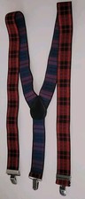 Black Red Plaid Blue Pi K Reversible Adjustable Suspenders. Youth Size