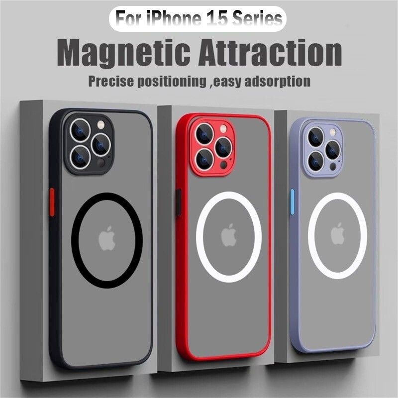 Magnetic ShockProof Mag Safe For iPhone 15 14 13 Pro Max 12 11 Matte Cover Case