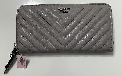 NEW Victoria's Secret V-Quilt Metallic Crackle Everything Zip Wallet Pink $45.00 