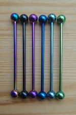 1pc 14G COLOR TITANIUM INDUSTRIAL BARBELL Ear Piercing Ring 14G 1.5" 37MM 