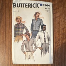Butterick 3364 Men's Shirt Sewing Pattern Size 44 Cut Vintage