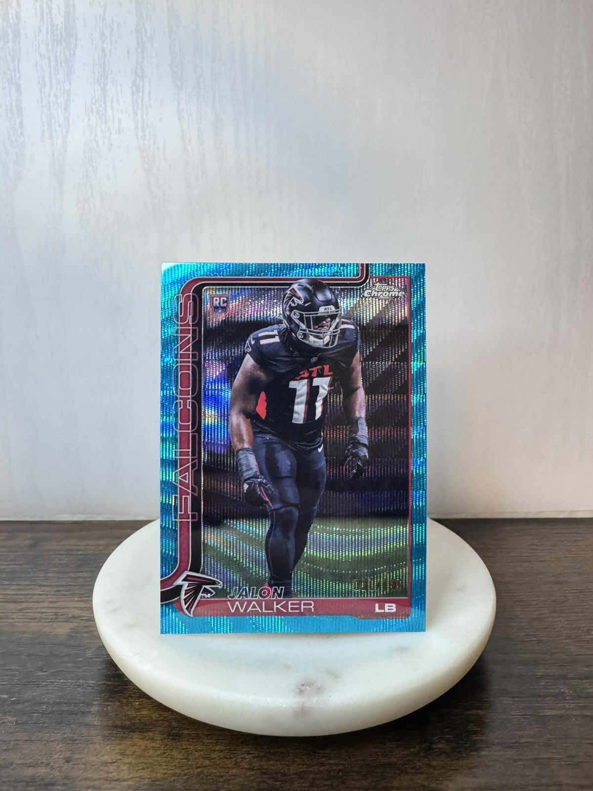 Jalon Walker 2025 Topps Chrome Rookie Aqua Refractor /199 #354 Falcons