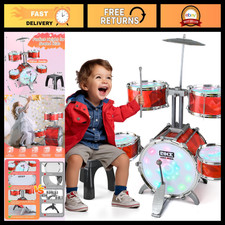 Kids Drum Set 3-5 Years, Musical Toy with Lights, Fun Instrument for Toddlers