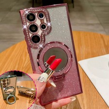 Diamond Glitter Mirror Ring Case for Samsung S26 S25 S24 Ultra Plus S23 22 Cover